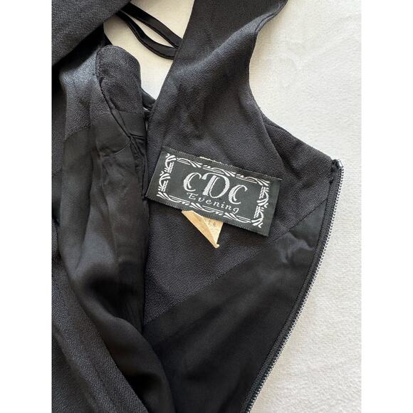 CDC Evening Black Cocktail Dress Size 6 Open Back - Picture 3 of 7